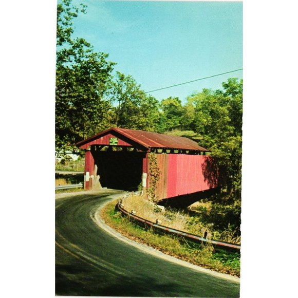 Greene County Covered Bridge Postcard Travel Souvenir Unposted Ohio Vintage - Picture 1 of 2